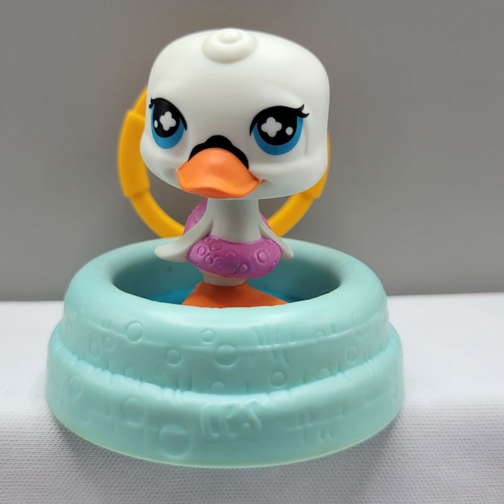 Littlest Pet Shop Mcdonalds Duck Figure With Blue Pool & Yellow Clip Hasbro